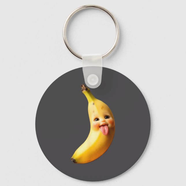 Funny Silly Ai Banana Gen Z Meme Brainrot Humor To Key Ring (Front)