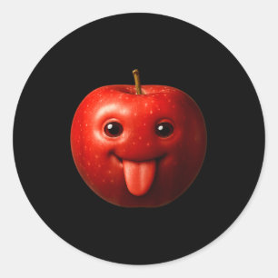 Funny Silly Apple Gen Z Meme Brainrot Humor Tongue Classic Round Sticker