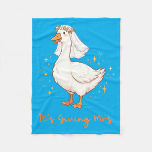 Funny Silly Bride To Be Goose Giving Vibes Mrs Fleece Blanket