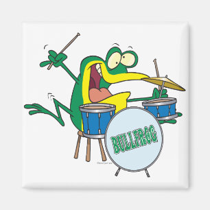 funny silly cartoon frog drummer cartoon magnet