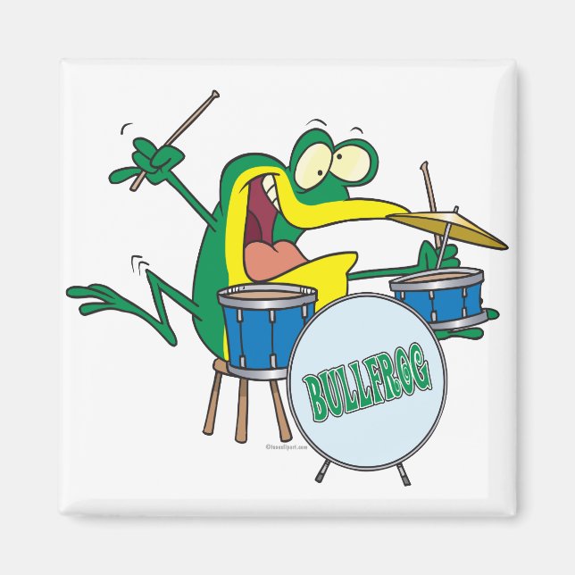 funny silly cartoon frog drummer cartoon magnet (Front)