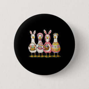 Funny Silly Goose Bunny Rabbit Eggs Happy Easter T 6 Cm Round Badge