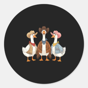 Funny Silly Goose Cowboy Western Cowgirl Goose Hum Classic Round Sticker