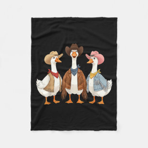 Funny Silly Goose Cowboy Western Cowgirl Goose Hum Fleece Blanket