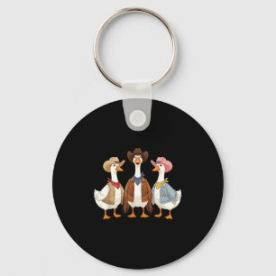 Funny Silly Goose Cowboy Western Cowgirl Goose Hum Key Ring