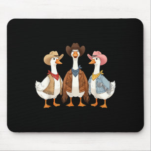 Funny Silly Goose Cowboy Western Cowgirl Goose Hum Mouse Mat