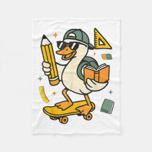Funny Silly Goose Cute Duck Back To School Teacher Fleece Blanket