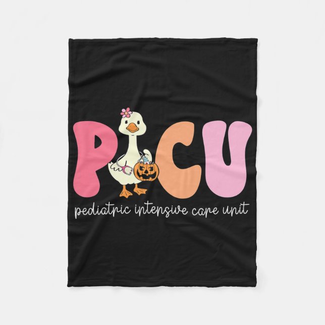 Funny Silly Goose Halloween Picu Nurse Fall Thanks Fleece Blanket (Front)