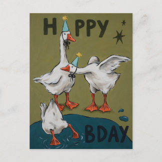 Funny Silly Goose Happy Birthday Party Hats Postcard