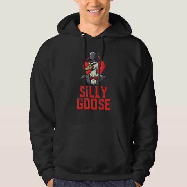 Funny Silly Goose Joke Vintage Gangsta Goose Hoodie (Front)