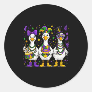 Funny Silly Goose Mardi Gras Let The Good Times Ro Classic Round Sticker
