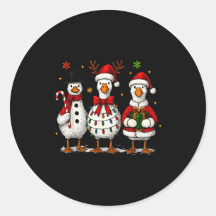 Funny Silly Goose Merry Christmas Lights Goose Xma Classic Round Sticker