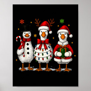 Funny Silly Goose Merry Christmas Lights Goose Xma Poster
