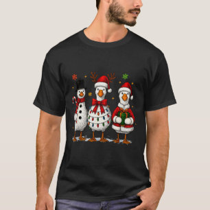 Funny Silly Goose Merry Christmas Lights Goose Xma T-Shirt