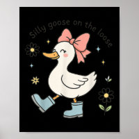 Funny Silly Goose On The Loose Cute Bow Rain Boots