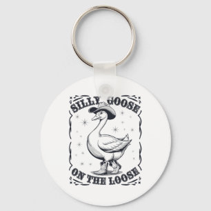 Funny Silly Goose Teacher Club Animal Lover Groovy Key Ring