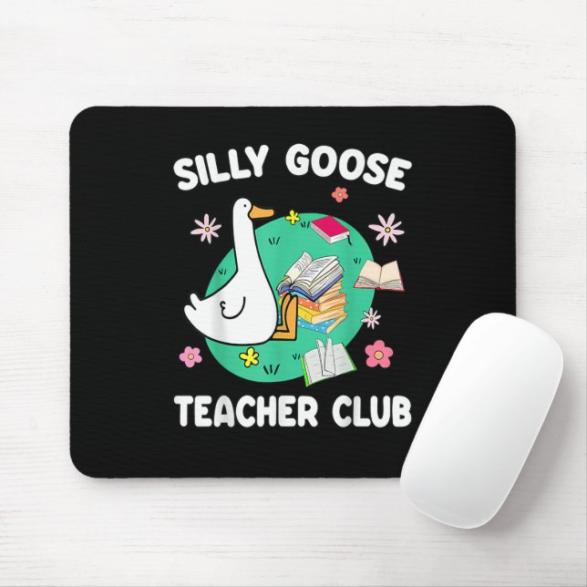Funny Silly Goose Teacher Club Animal Lover Groovy Mouse Mat (With Mouse)