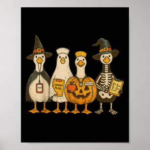 Funny Silly Goose Teacher Halloween Trick Or Teach Poster