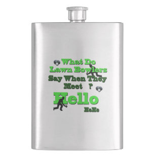 Funny Silly Lawn Bowls Greeting, Hip Flask