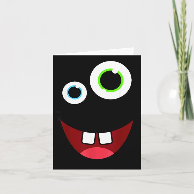 Funny Silly Monster Face Group Costume Birthday Card (Front)