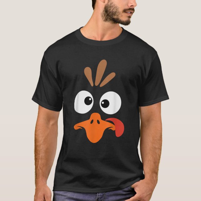 Funny Silly Turkey Face Happy Turkey Day Thanksgiv T-Shirt (Front)