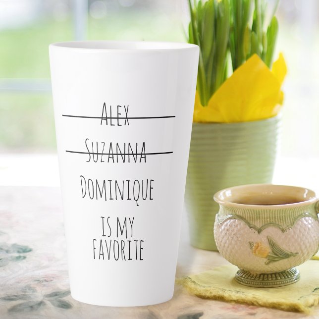 Funny Simple Favourite Child Names Mother's Day Mu Latte Mug (Creator Uploaded)