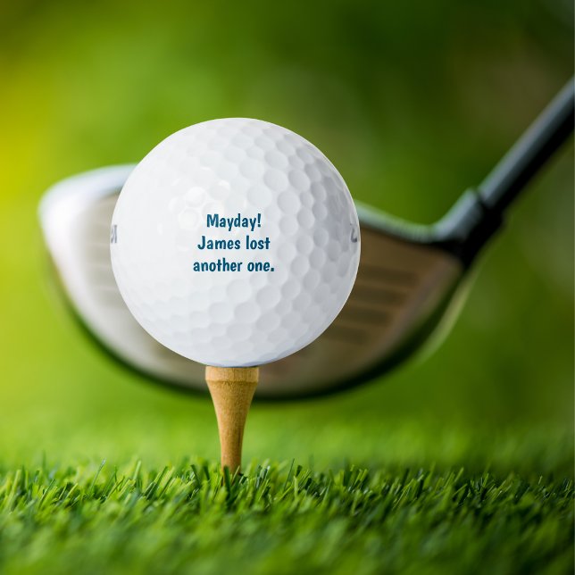 Funny Simple Golfer "Mayday!Name lost another one" Golf Balls (Creator Uploaded)