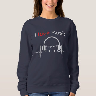 Funny Simple Humour Cat Love Music Pet's Sweatshirt