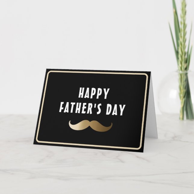 Funny Simple Moustache Happy Father's Day Card (Front)