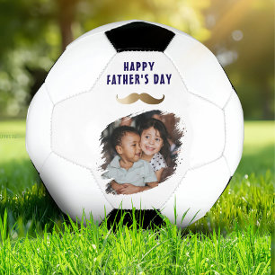 Funny Simple Moustache Happy Father's Day Photo Football