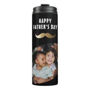 Funny Simple Moustache Happy Father's Day Photo Thermal Tumbler