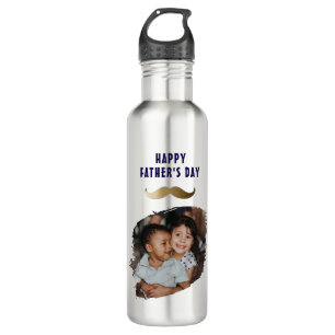 Funny Simple Mustache Happy Father's Day Photo 710 Ml Water Bottle