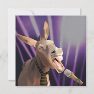 Funny Singing Donkey Farm Animal Purple Background