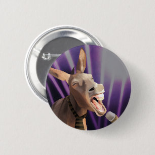 Funny Singing Donkey Farm Animal Purple Background 6 Cm Round Badge