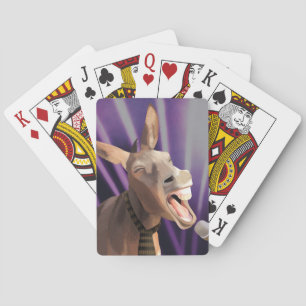 Funny Singing Donkey Farm Animal Purple Background Playing Cards
