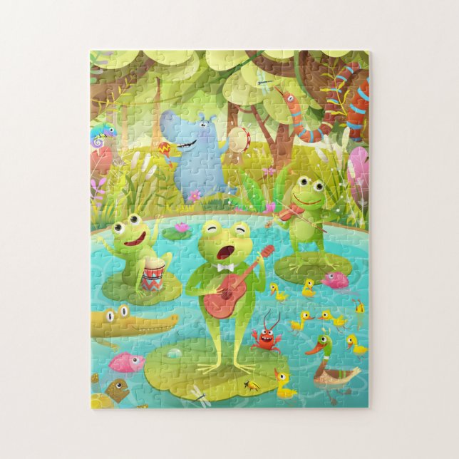 Funny Singing Frog Band Puzzle (Vertical)