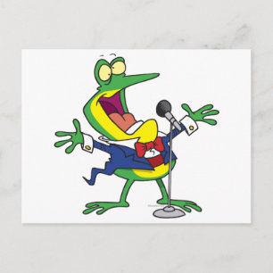 funny singing froggy frog cartoon postcard