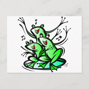 Funny SInging Frogs Postcard