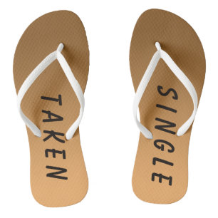 Funny Single Taken Sign Golden Flip Flops
