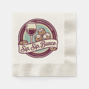 Funny Sip Wine Dice Bunco  Napkin