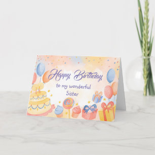 Funny Sister Birthday Cake  Card
