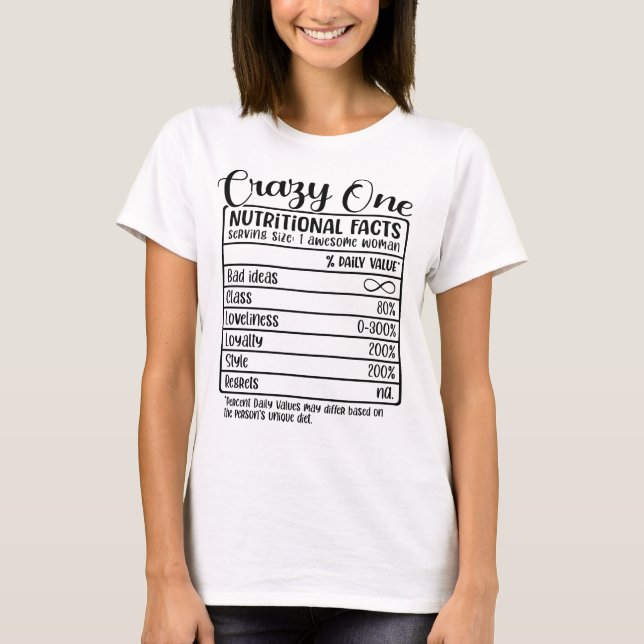 Funny Sisters Trip/Crazy One Nutritional Facts T-Shirt (Front)
