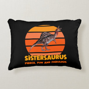 Funny Sistersaurus Dino Sister Humour Design Decorative Cushion