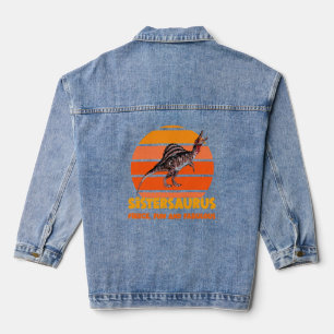 Funny Sistersaurus Dino Sister Humour Design Denim Jacket