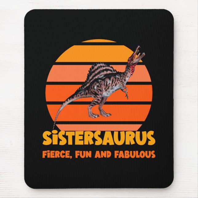 Funny Sistersaurus Dino Sister Humour Design Mouse Mat (Front)