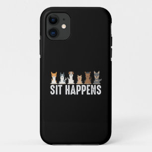 Funny Sit Happens Cool Sitting Dogs iPhone 11 Case