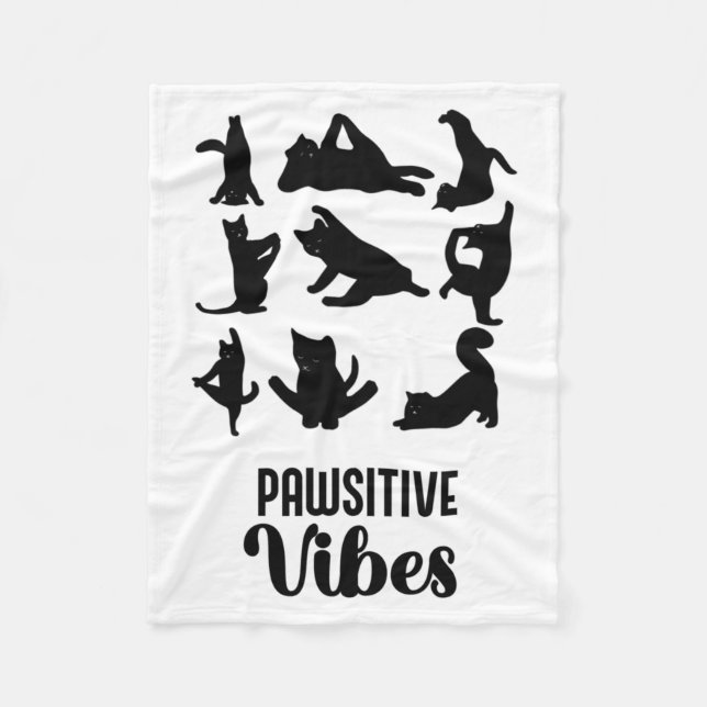 Funny Six Cats Yoga Sitions  Fleece Blanket (Front)