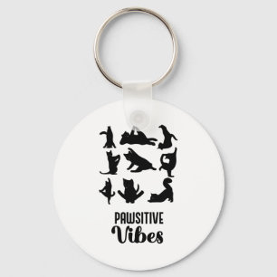 Funny Six Cats Yoga Sitions Key Ring