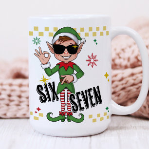 Funny Six Seven 67 6 7 Meme Christmas Elf Holiday Coffee Mug