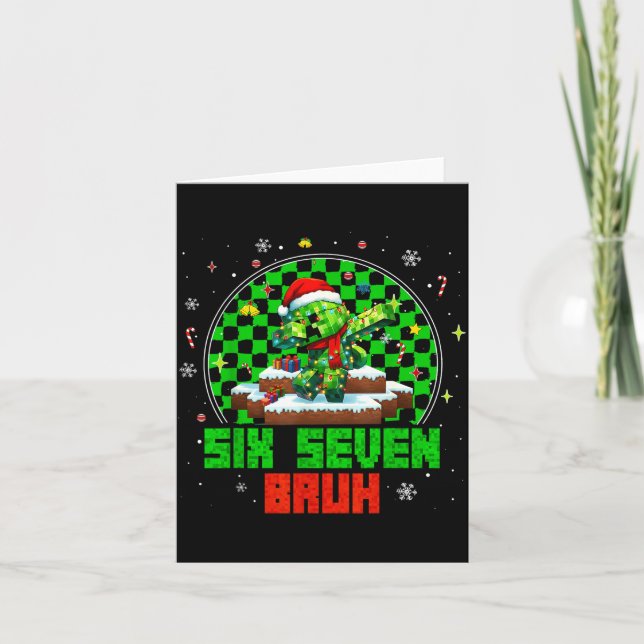 Funny Six Seven 67 Bruh Meme 6 7 Santa Christmas P Card (Front)